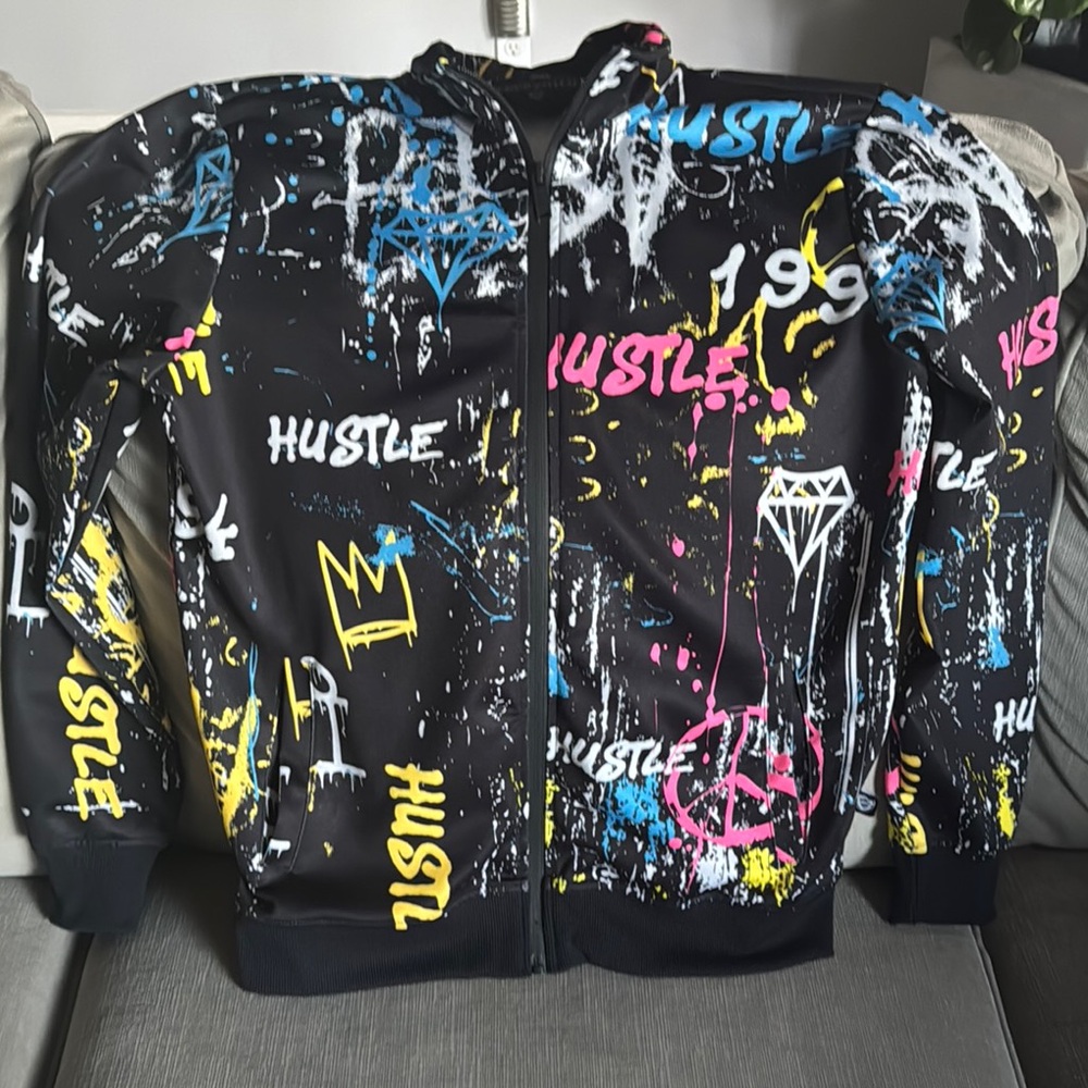 Hustler Hollywood Kids Graffiti Jacket - Black, Blue, Yellow
